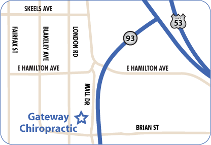 map and directions Gateway Chiropractic Center Eau Claire Wisconsin 